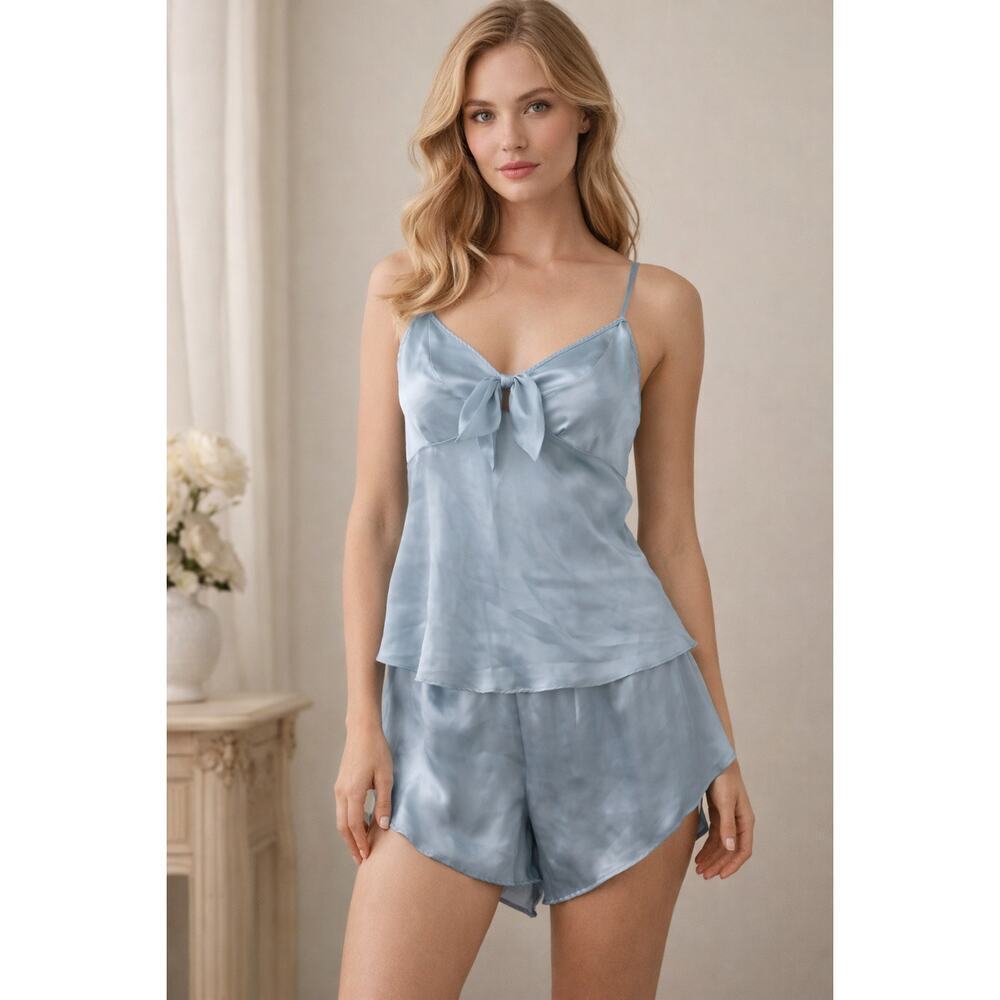 Vintage Victoria’s Secret Gold Label Satin Cami & Short Set Powder Blue-Large